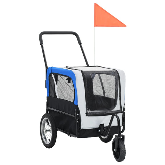NNEVL 2-in-1 Pet Bike Trailer & Jogging Stroller Grey and Blue-0