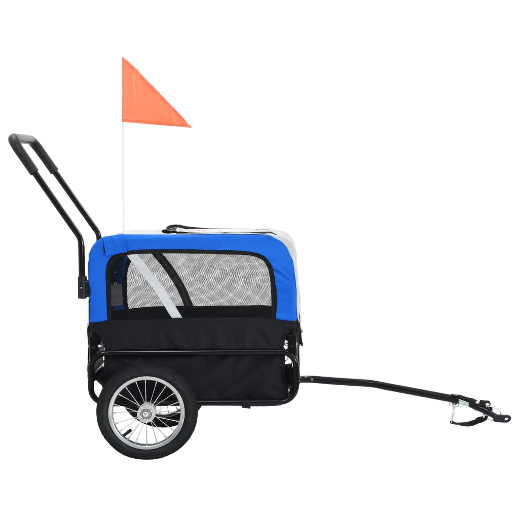 NNEVL 2-in-1 Pet Bike Trailer & Jogging Stroller Grey and Blue-2