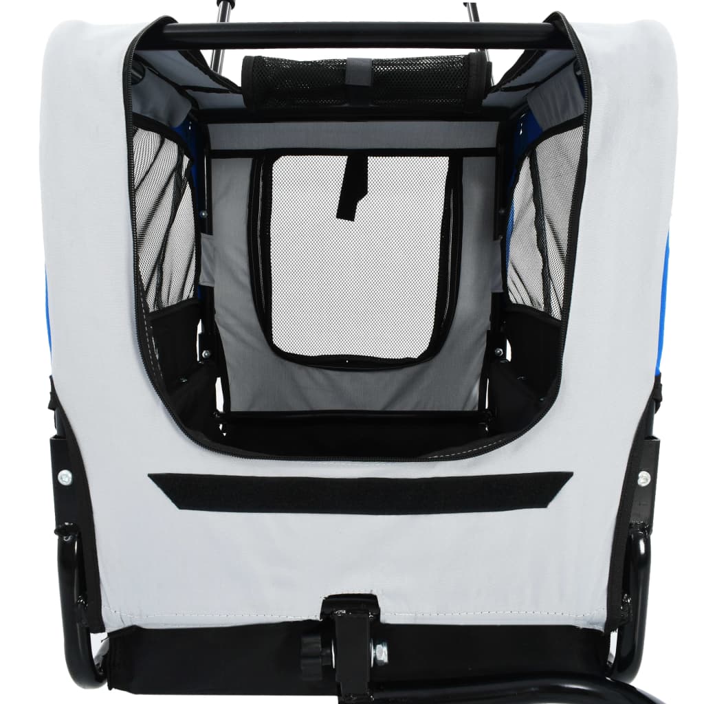 NNEVL 2-in-1 Pet Bike Trailer & Jogging Stroller Grey and Blue-4
