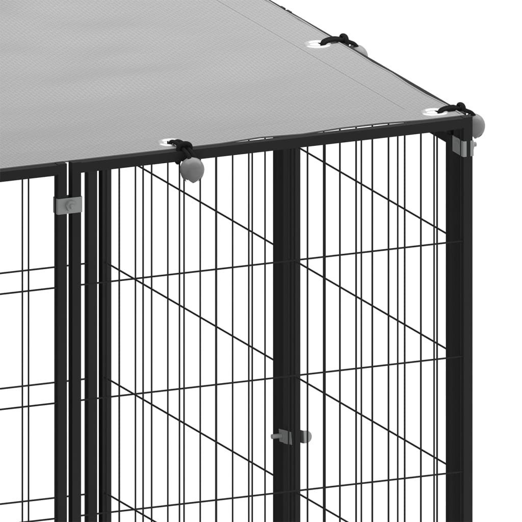 NNEVL Dog Kennel Black 13.31 m² Steel-3