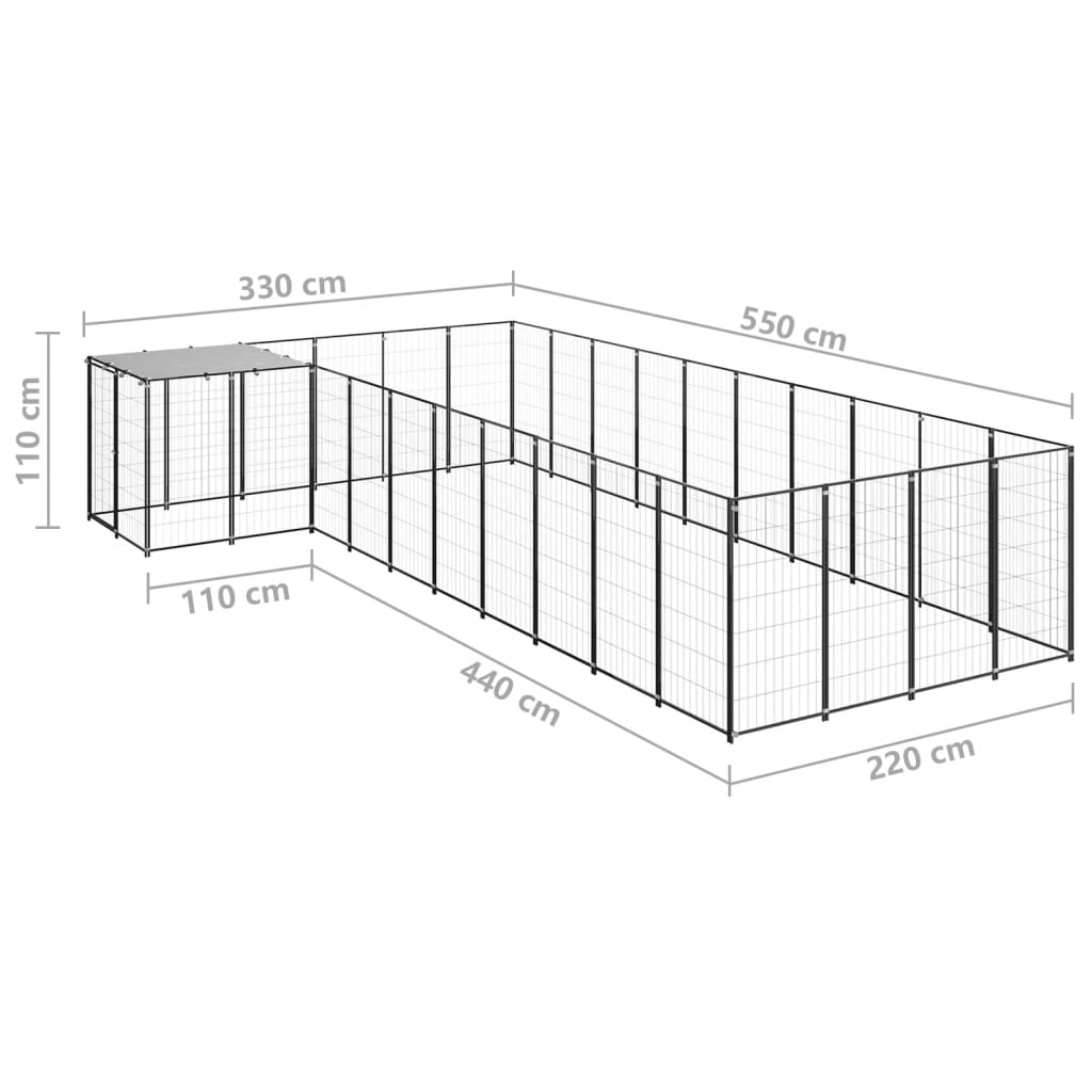 NNEVL Dog Kennel Black 13.31 m² Steel-4