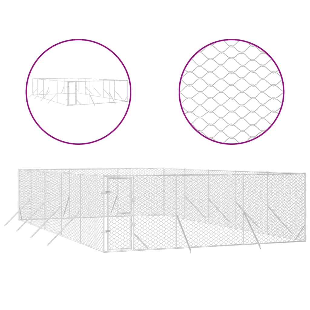 NNEVL Outdoor Dog Kennel Silver 6x10x2 m Galvanised Steel-1