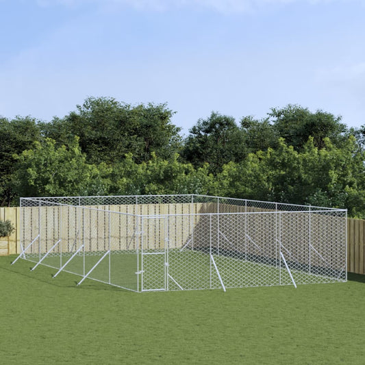 NNEVL Outdoor Dog Kennel Silver 6x10x2 m Galvanised Steel-0