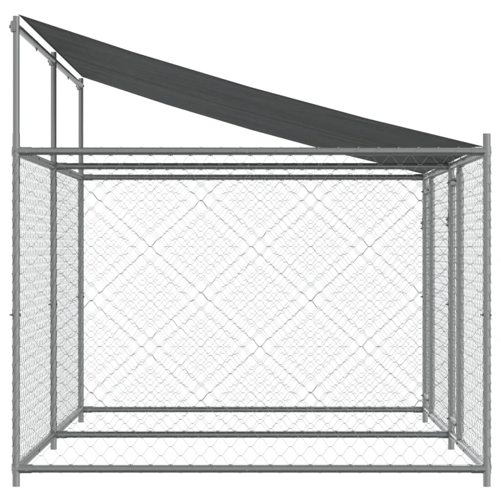 NNEVL Dog Cage with Roof and Doors Grey 4x2x2 m Galvanised Steel-4