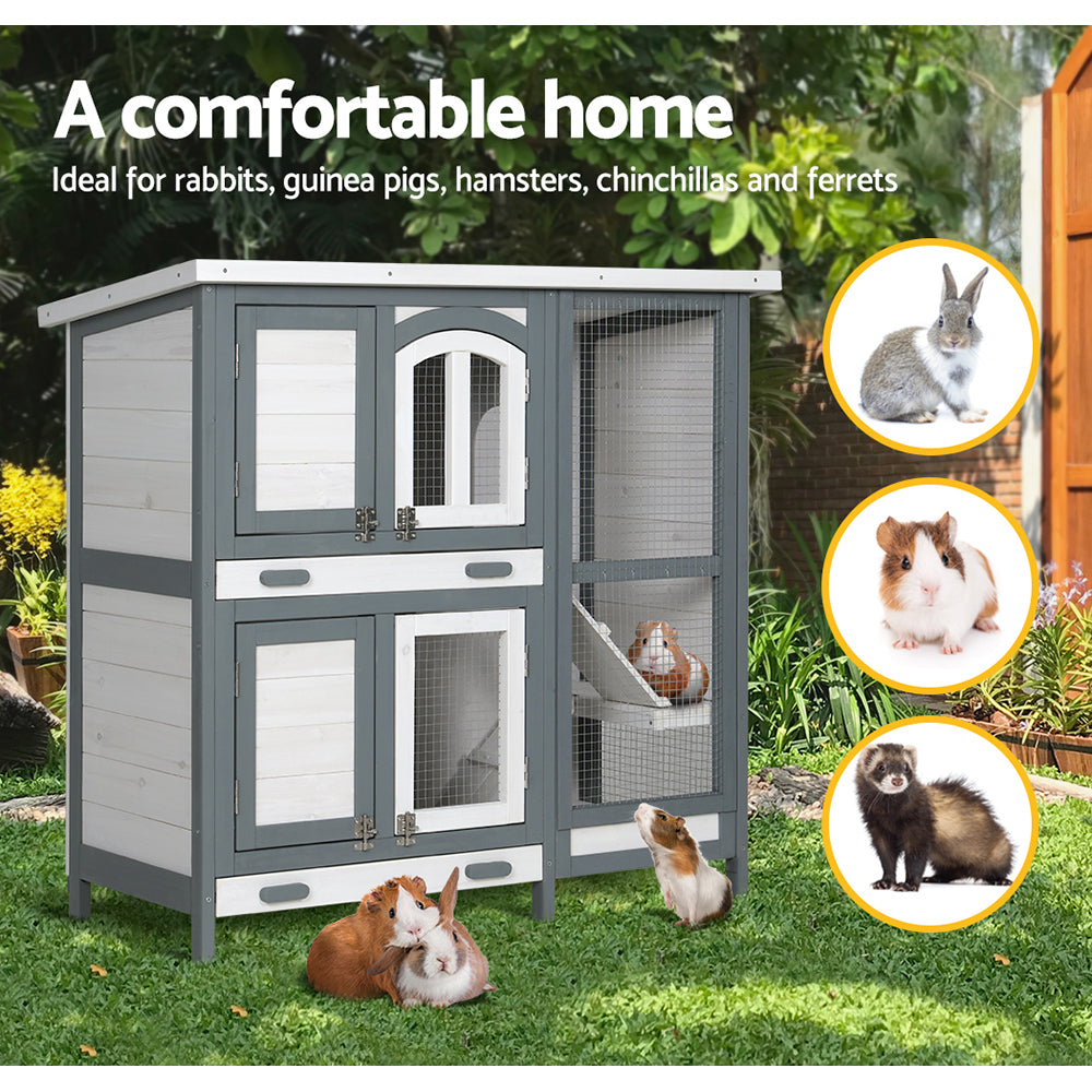 NNEDSZ Rabbit Hutch Large Chicken Coop Wooden House Run Cage Pet Bunny Guinea Pig-4