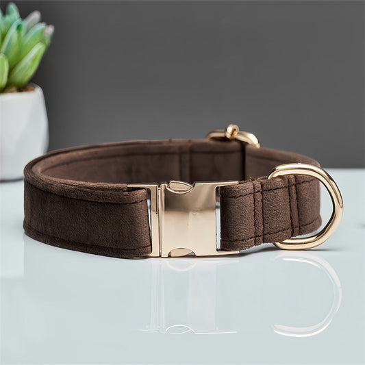 NNEDSZ Dark Brown Durable Dog Collar with Metal Buckle - Adjustable Nylon Pet Collar for Small to Large Dogs Size M